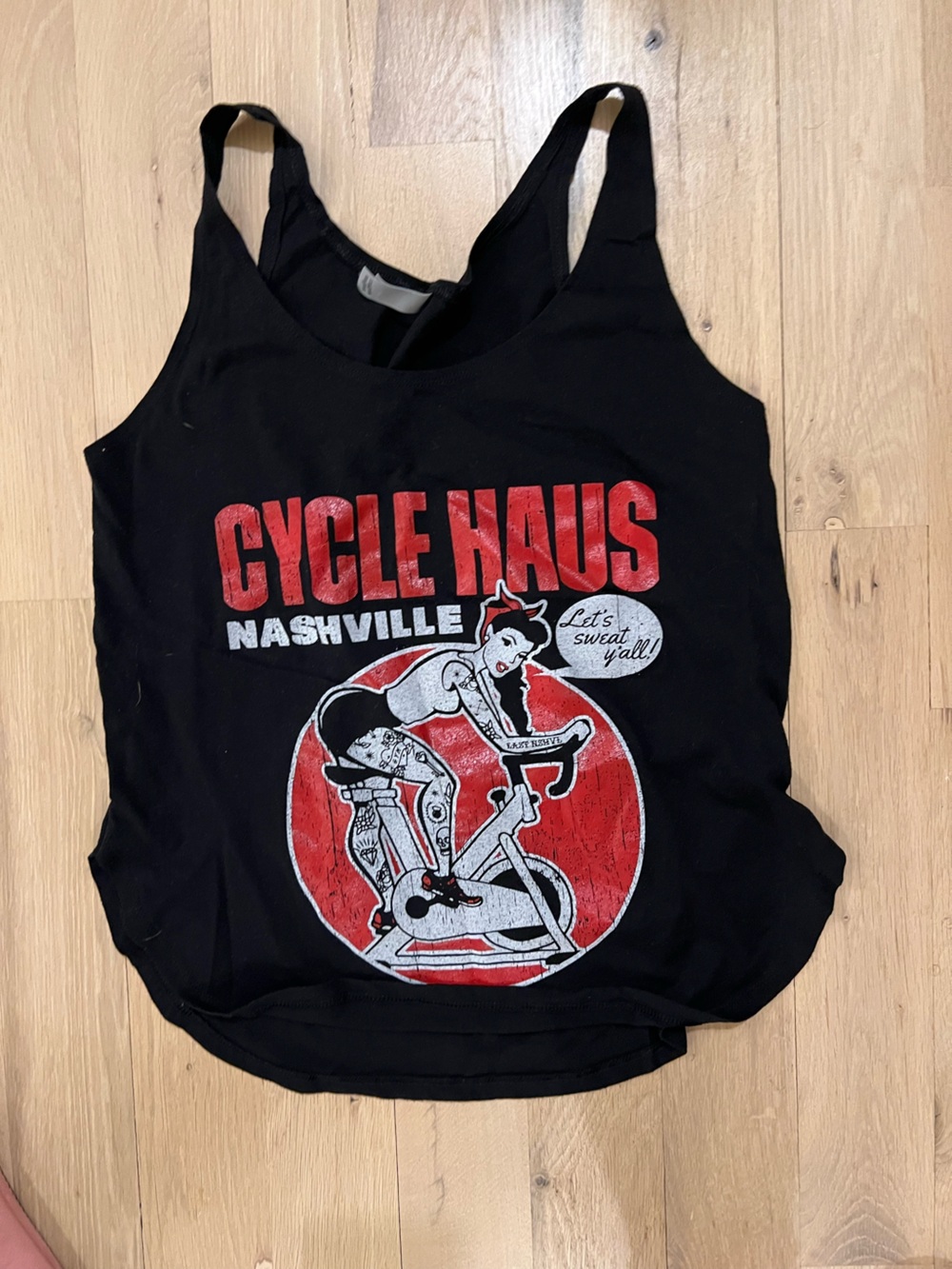 Next Level Apparel Black Tank with Red & White Cyclenaus Nashville Graphic